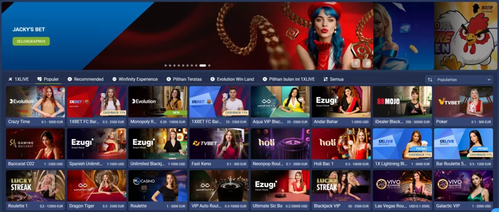 Kasino Langsung di 1xBet
