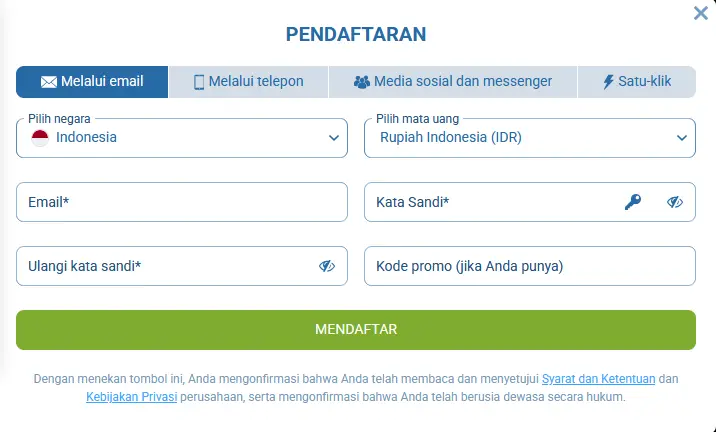 Pendaftaran melalui email